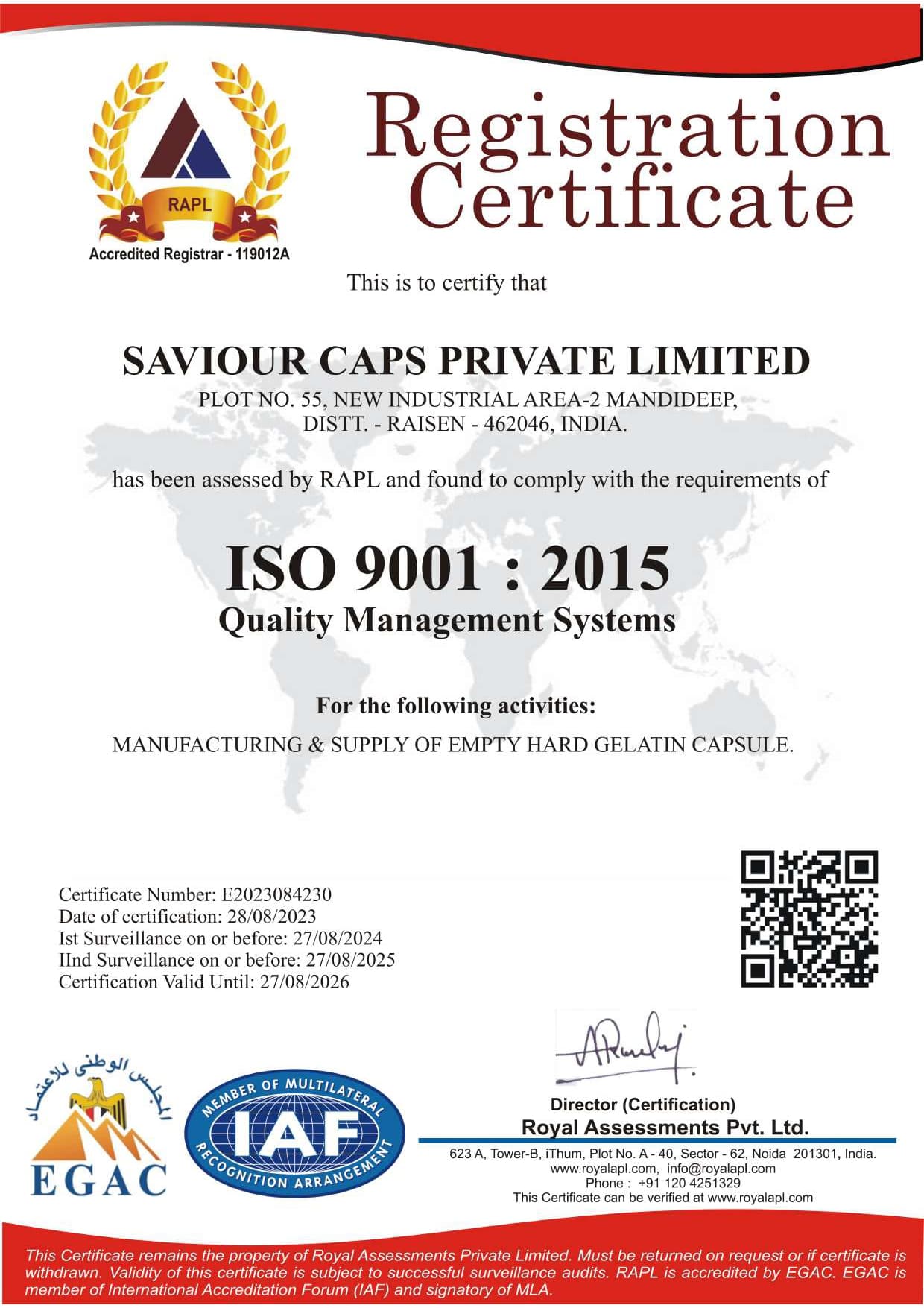 ISO 9001:2015 certificate